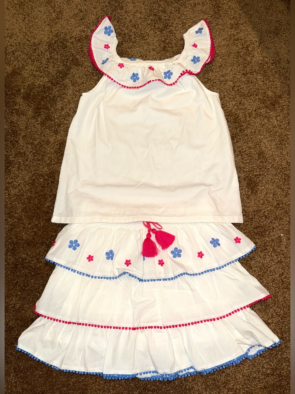 Bisby by little English Kids White Embroidered Kate Top and Tiered Mini Skort, 6